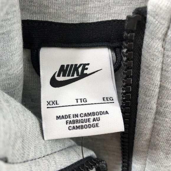 Nike Men's Tech Fleece Full Zip Grey Hooded Jacket CU4489-063 Multi Size - Picture 10 of 10